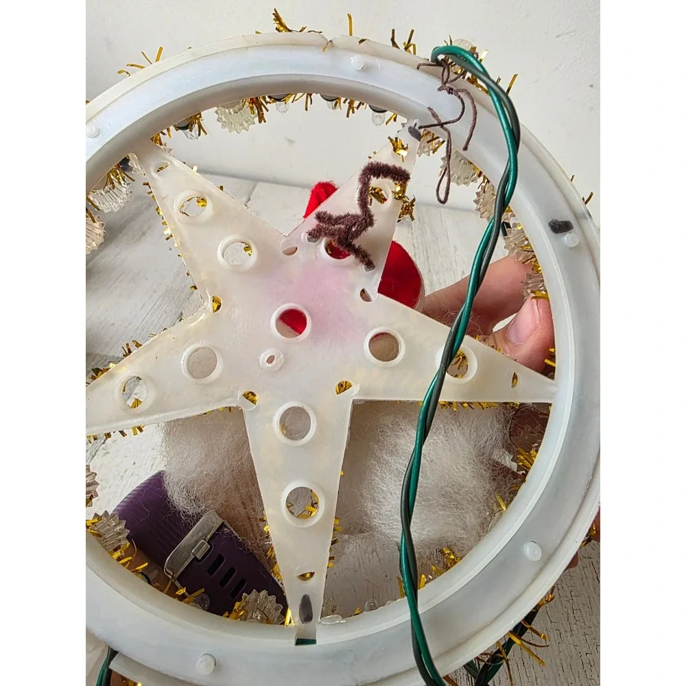 Vintage Santa AS IS light up tree topper Xmas tree
